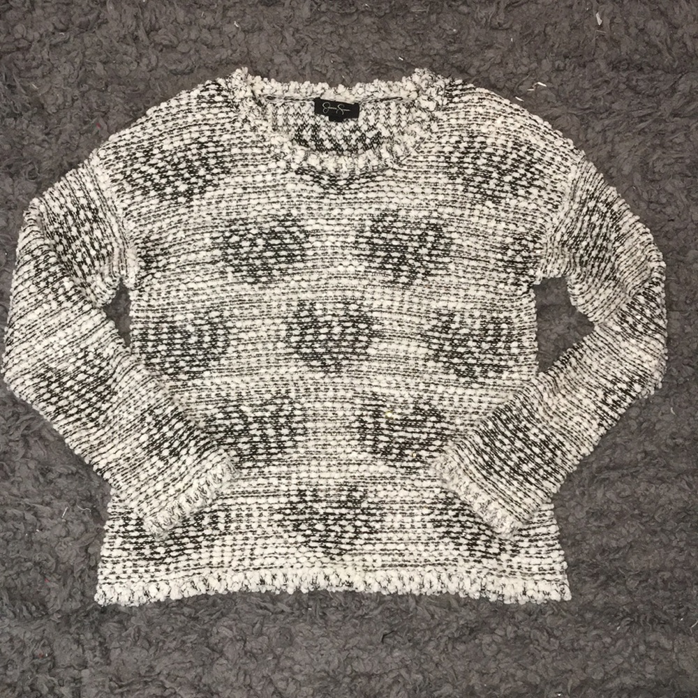 Jessica Simpson Black Gold White Knit Sweater